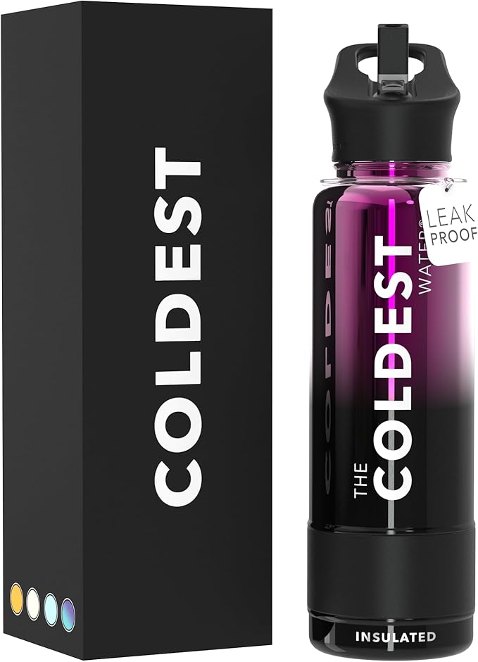 Coldest Insulated Water Bottle with Straw Lid - Stainless Steel Metal Insulated Bottle for Men & Women (Violet Nova, 40 oz)-GravixFit