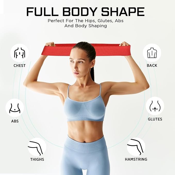 12 Pcs Fabric Resistance Bands for Working Out Booty Workout Stretch Exercise Bands Non Slip for Legs Squat Resistance Loop for Women Men Starter Butt Hip Thigh Fitness-GravixFit