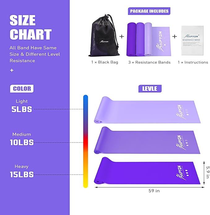 Resistance Bands, Exercise Bands, Physical Therapy Bands for Strength Training, Yoga, Pilates, Stretch Elastic Band with Different Strengths, Workout Bands for Home Gym-GravixFit