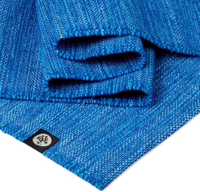 Manduka Shala Yoga Rug 71" - Outdoor Yoga & Meditation | Foldable & Machine Washable | Natural Cotton | Handmade | 71 x 26 inches | Flaneur Blue-GravixFit