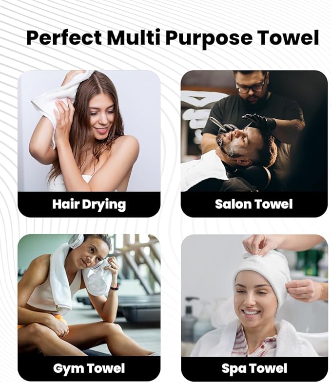 Avalon Salon Towel - White Hand Towels Bulk Pack of 24-100% Cotton Absorbent Spa, Facial & Gym Towels for Working Out - 16x27 Inches (Not Bleach Proof)-GravixFit