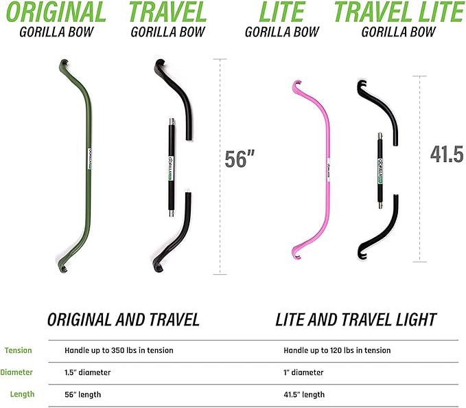 Gorilla Bow Original Portable Home Gym Resistance Bands and Bar System for Travel, Fitness, Weightlifting and Exercise Kit, Full Body Workout Equipment Set-GravixFit