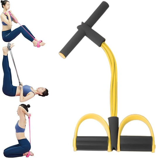 21 Fitness Resistance Bands - 4 Tube Pedal Ankle Puller, Yoga Handle Bands Exerciser Multifunction Trainer Tension Rope for Body, Abdomen, Waist, Arm, Tummy Exercise Stretching Training ( Color : Yell-GravixFit