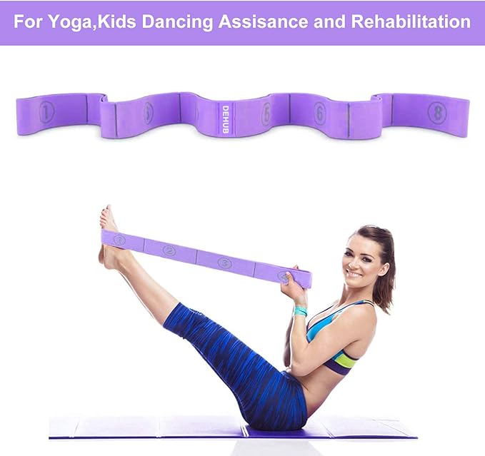 Stretch Strap, Elastic Yoga Stretching Strap, Multi-Loop for Physical Therapy, Pilates, Yoga, Dance & Gymnastics Exercise and Flexible Pilates Stretch Band-GravixFit