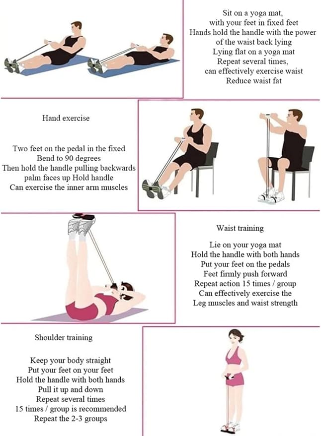 21 Fitness Resistance Bands - 4 Tube Pedal Ankle Puller, Yoga Handle Bands Exerciser Multifunction Trainer Tension Rope for Body, Abdomen, Waist, Arm, Tummy Exercise Stretching Training ( Color : Blue-GravixFit