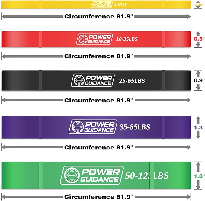 POWER GUIDANCE Pull Up Assist Bands - Stretch Resistance Band - Mobility Band - Powerlifting Bands - by Perfect for Body Stretching, Powerlifting, Resistance Training-GravixFit