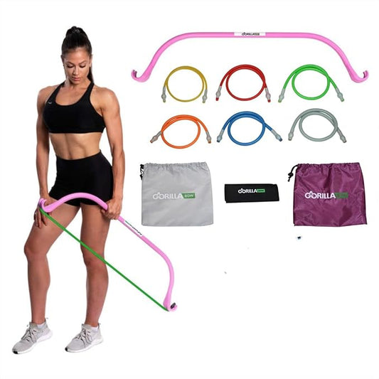 Lite Gorilla Bow Portable Home Gym Resistance Bands and Bar System for Travel, Fitness, Weightlifting and Exercise Kit, Full Body Workout Equipment Set-GravixFit