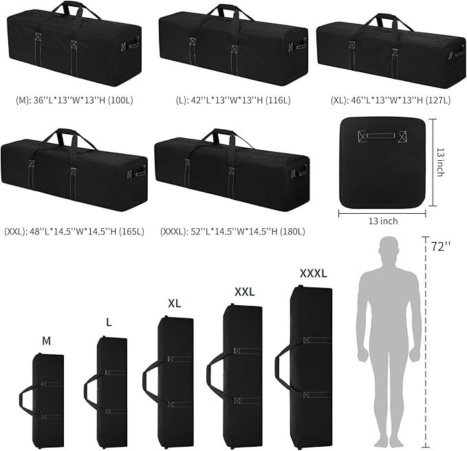 36 Inch Large Duffle Bag for Travel - 100L Extra Large Heavy Duty Duffel Bag with 2 Sides Handles, Sport Equipment Storage Bag for Camping-Black-GravixFit