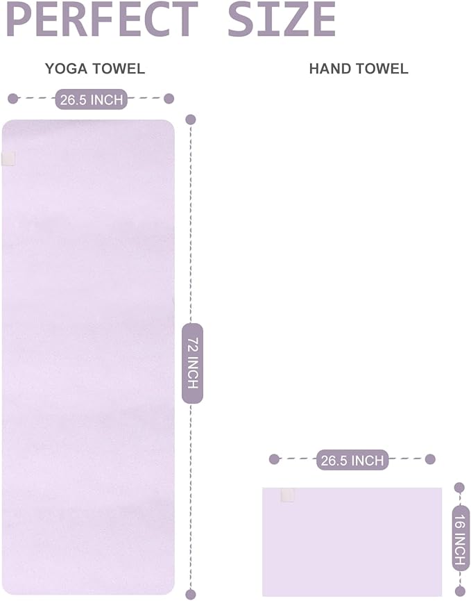 Eunzel 2 Pack Hot Yoga Hand Towel, Super Absorbent Suede Sweat Towel for Hot Yoga, Pilates and Workout 16" x 26.5",Taro Purple-GravixFit