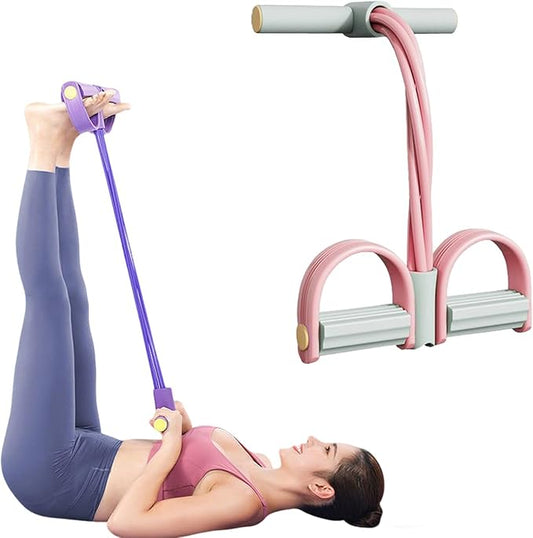 2025 Upgrade Multifunction Tension Rope or Exercise Sit Up Exercise Equipment,Pedal Ankle Puller,Bands-6 Tube Pedal Ankle Puller for Women Men-GravixFit