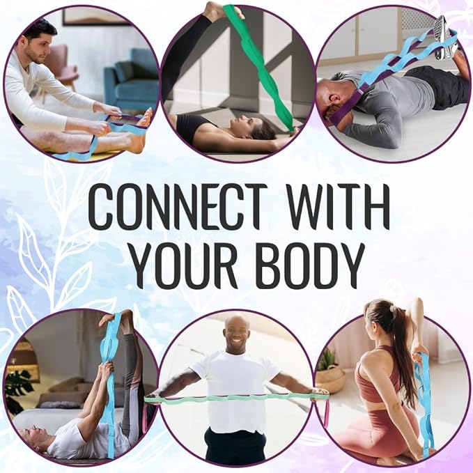 TECEUM Stretching Strap for Yoga & Physical Therapy – 10 Loops – Non-Elastic Leg Stretch Straps for Stretching, Exercising, Pilates, Post-Injury Rehabilitation for All Levels – Men & Women-GravixFit