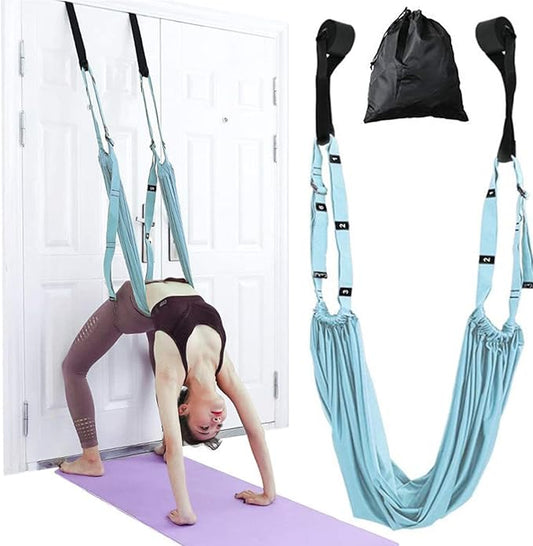 Yoga Stretching Strap, Adjustable Height Leg Stretcher Waist Back Stretch Band Aerial Yoga, Anti-gravity Inversion Exercises Door Flexibility Tensile Trainer for Rehab Pilates Dance Splits-GravixFit