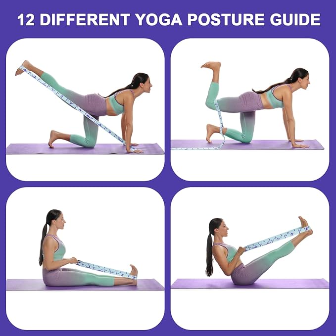 Elastic Yoga Stretching Strap with Loops, CEILIWEN Stretch Straps For Physical Therapy, Pilates Stretch Band, Elastic Exercise Bands, Leg Stretching Strap, Stretch Resistance Bands For Exercise-GravixFit