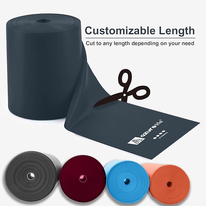 Professional 8 Yards Bulk Resistance Bands Rolls or 5,6,7 ft. Long Non-Latex Elastic Exercise Bands, Stretch Bands for PT, Yoga, Pilates, Rehab, at-Home or The Gym Workouts-GravixFit