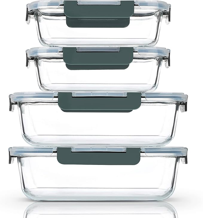 M MCIRCO [80 oz & 36 oz Extra Large Glass Food Storage/Baking Containers Set with Lids, 2 Pack 80 oz(10 cup)&2 Pack 36 oz (4.5 cup) Airtight Glass Container,Microwave,Oven,Freezer and Dishwasher-GravixFit