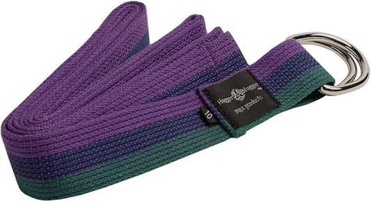 Hugger Mugger D-Ring Cotton Yoga Strap - Super Strong Cotton, Metal D-Ring Buckle, Multiple Lengths Available-GravixFit