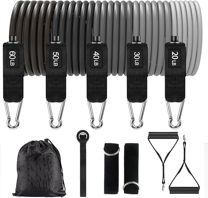 WHATAFIT Resistance Bands, Exercise Bands，Resistance Bands for Working Out, Work Out Bands with Handles for Men and Women Fitness, Strength Training Home Gym Equipment-GravixFit