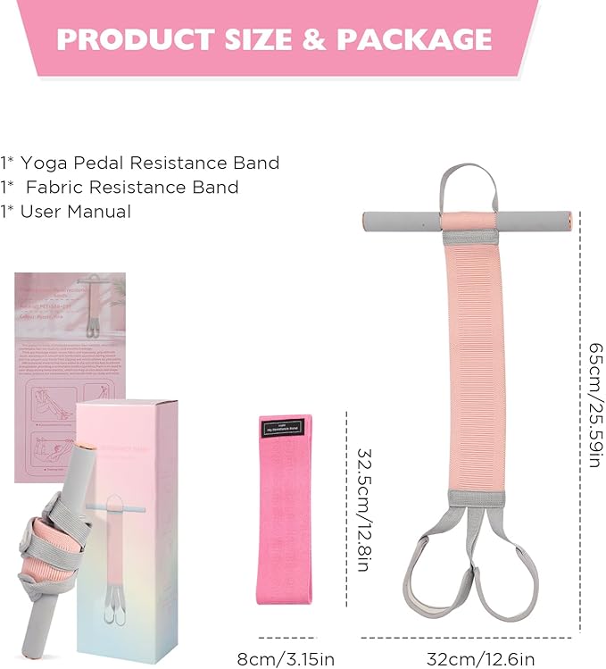 Fitness Resistance Band with Handles & Non-Slip Pedal, 150lb Fabric Exercise Bands, Yoga Starter Sets Sit Up Pull Rope for Full Body Strength Training, Stretch Band Workout Equipment-GravixFit