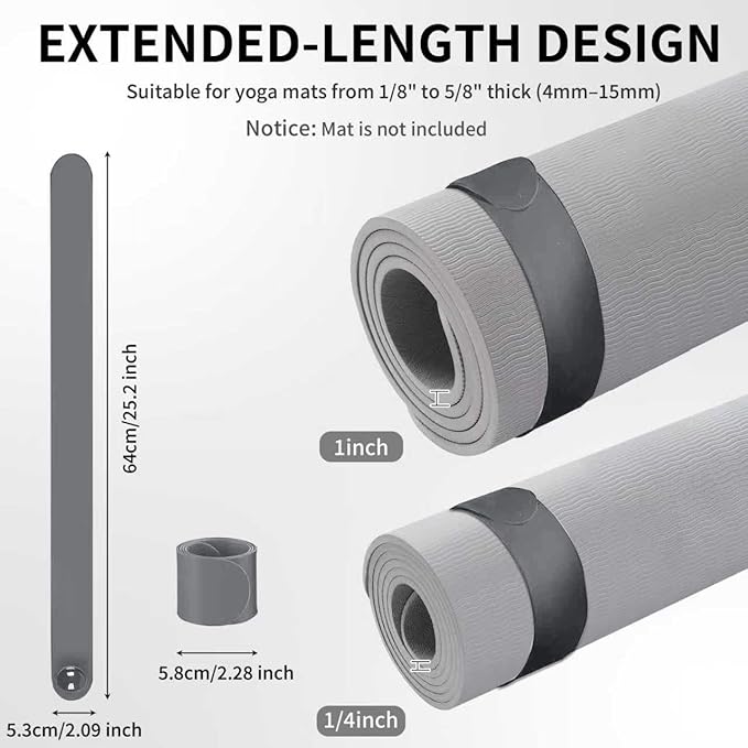 25" Yoga Mat Strap | Slap Band Holder for Carrying and Storage Mats | Rolled Scrunchie Yoga Essential Accessory-GravixFit