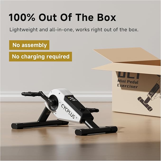 CYCPLUS DC1 Mini Pedal Exerciser, Self-Powered 160W Brushless Motor, ERG Mode & App Sync, Ultra-Quiet Magnetic Resistance, Compact for Office/Home (10.6lb, 0.18㎡ Space-Saving)