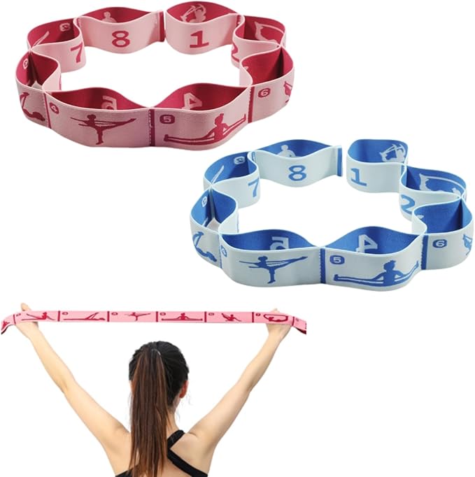 Elastic Yoga Stretching Strap with Loops, CEILIWEN Stretch Straps For Physical Therapy, Pilates Stretch Band, Elastic Exercise Bands, Leg Stretching Strap, Stretch Resistance Bands For Exercise-GravixFit