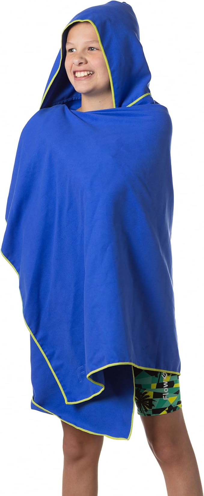 Flow Hydro Sport Towel - Microfiber Quick Dry Swimming Towels for Swim, Pool, Triathlon, and Other Water Sports in Medium, Large, Extra Large, and Hooded Sizes (Blue, Large w/Hood)-GravixFit