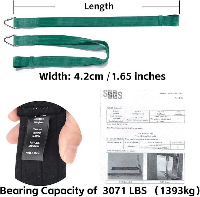 4.9ft (1.5m) Aerial Loops Straps – Professional Aerial Yoga Ropes for Acrobatics, Circus Training & Fitness – Strong Nylon Trapeze Straps for Aerial Silks, Hammock, Dance & Performance Arts-GravixFit