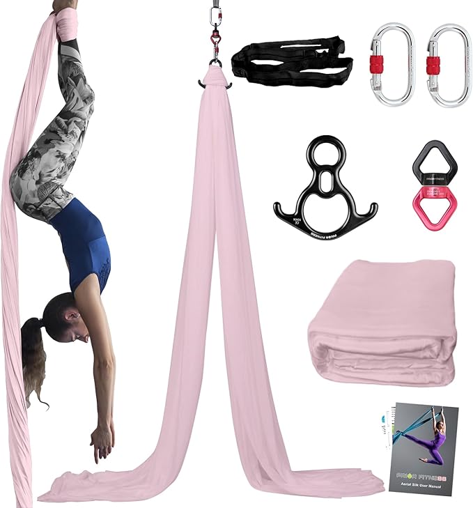 PRIOR FITNESS Aerial Silks Kit Colorful 9/15/20 Yards 40D Nylon Fabric Hammock Set With Hardware & Guide for All Levels Of Aerial Yoga Practice and Acrobatic Flying For Adults Aerial silk-GravixFit