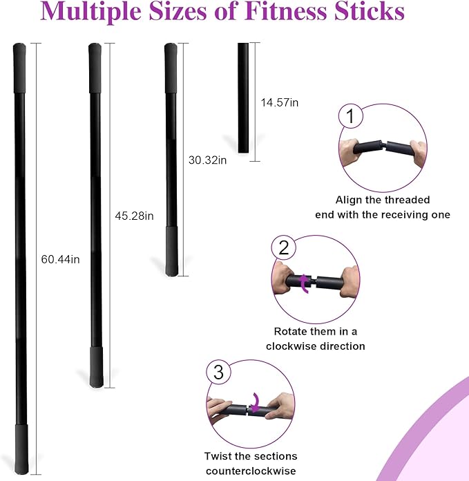 5ft Yoga Stick - Sturdy Steel Adjustable Stretching Stick for Mobility,Flexibility & Balance | Non-Slip Ends & Foam Handles | Exercise Pole for Fitness,Physical Therapy,Posture Correction-GravixFit