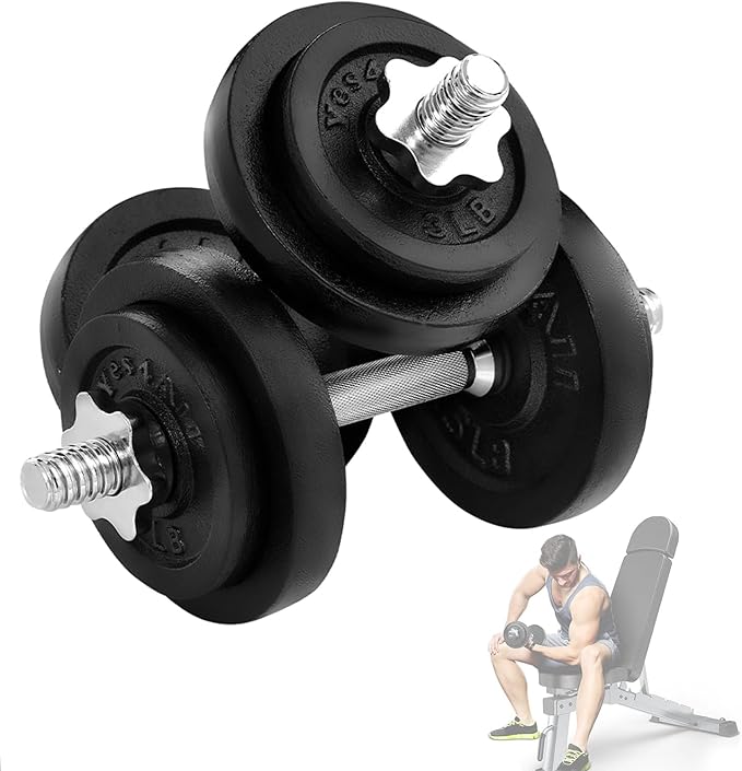 Yes4All Adjustable Dumbbell Set with Weight Plates/Connector - Exercise & Workout Equipment - Size Options 40lbs to 200lbs-GravixFit