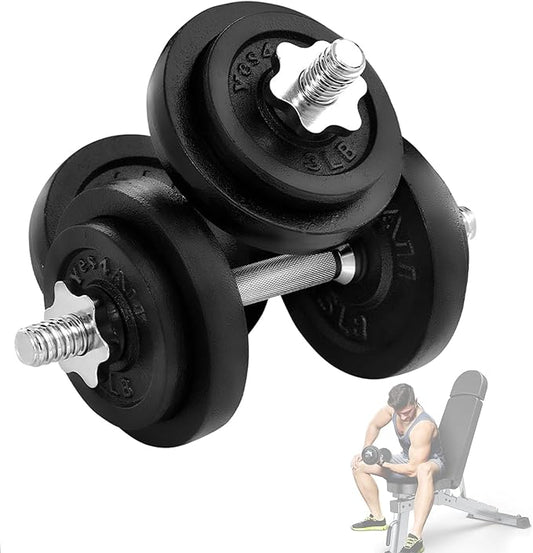 Yes4All Adjustable Dumbbell Set with Weight Plates/Connector - Exercise & Workout Equipment - Size Options 40lbs to 200lbs-GravixFit