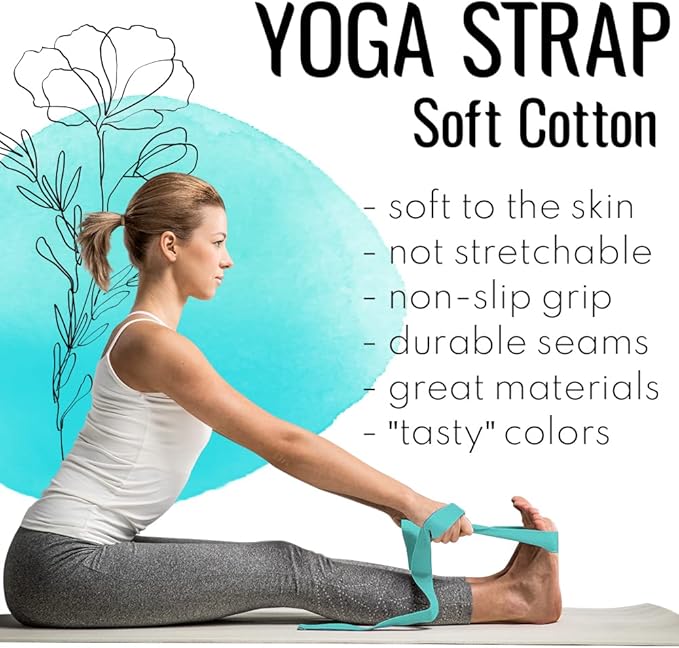 TECEUM Yoga Strap & Mat Strap – 2 IN 1 – Cotton – 6 ft 8 ft 10 ft (30+ colors) – Adjustable Non-Slip Belt for Yoga, Pilates, Stretching, Physical Therapy, Fitness & Home Workout – For Carrying Mats-GravixFit