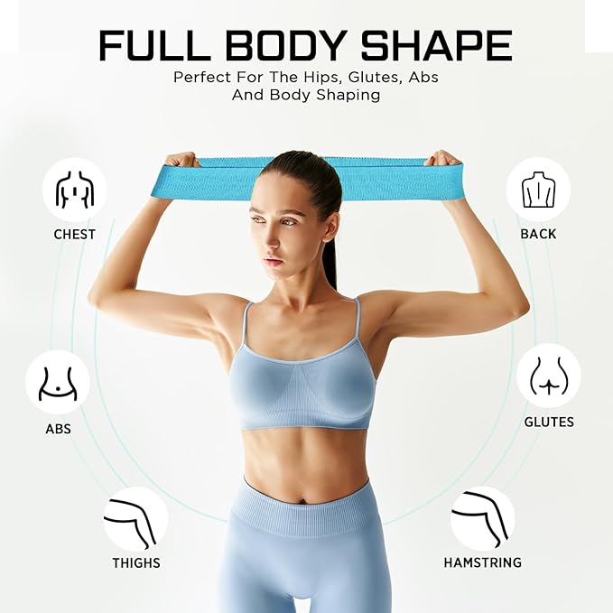 12 Pcs Fabric Resistance Bands for Working Out Booty Workout Stretch Exercise Bands Non Slip for Legs Squat Resistance Loop for Women Men Starter Butt Hip Thigh Fitness-GravixFit