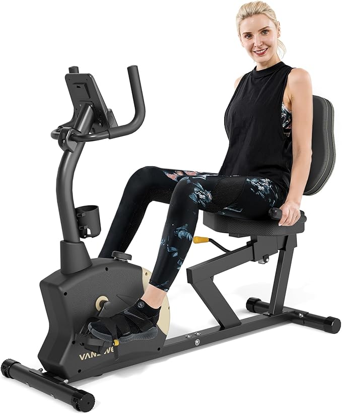 VANSWE Recumbent Exercise Bike, Recumbent Stationary Bikes for Home 400 LBS Weight Capacity, Exercise Bike for Home Seniors with Smart App and Bluetooth Connectivity, LED Display, Pulse Handle-GravixFit