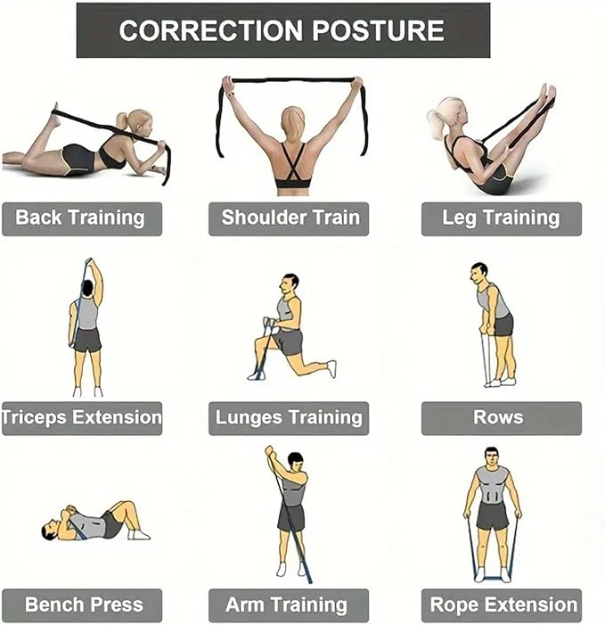 Elastic Yoga Stretching Strap with Loops, CEILIWEN Stretch Straps For Physical Therapy, Pilates Stretch Band, Elastic Exercise Bands, Leg Stretching Strap, Stretch Resistance Bands For Exercise-GravixFit