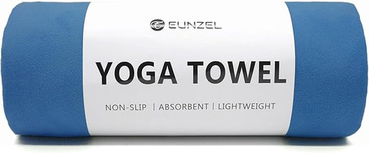 Eunzel Hot Yoga Towel Non Slip Yoga Mat Towel Non-Slip Sweat Absorbent Microfiber Towel for Hot Yoga, Pilates and Workout 72" x 26.5", Navy-GravixFit