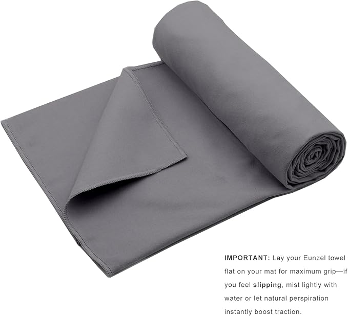 Eunzel 2 Pack Hot Yoga Towel Non Slip Yoga Mat Towel Non-Slip Sweat Absorbent Microfiber Towel for Hot Yoga, Pilates and Workout 72" x 26.5",Dark Grey-GravixFit
