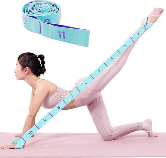 11 Loops Stretch band - Yoga, Pilates, Ballet, and Physical Therapy Stretching strap for Flexibility, Leg Stretching, and Exercise - Durable Stretching equipment for Dance and Fitness-GravixFit