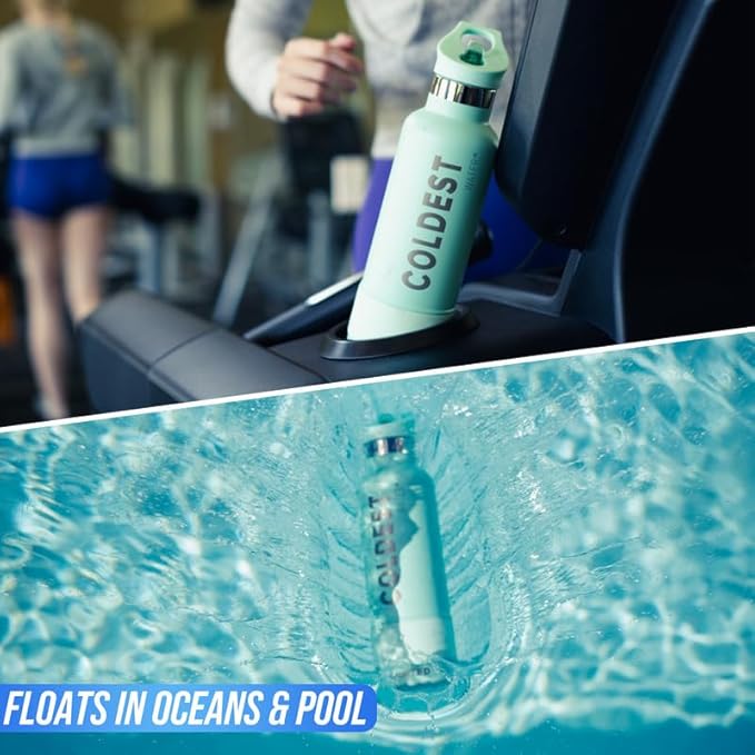 Coldest Insulated Water Bottle with Straw Lid - Stainless Steel Metal Insulated Bottle for Men & Women (Oceanic Green, 32 oz)-GravixFit