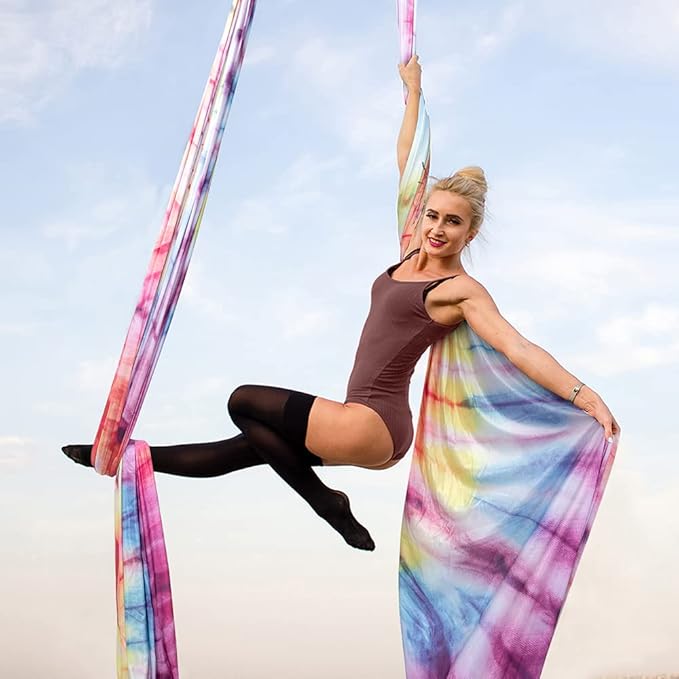 PRIOR FITNESS Aerial Silks Kit Colorful 9/15/20 Yards 40D Nylon Fabric Hammock Set With Hardware & Guide for All Levels Of Aerial Yoga Practice and Acrobatic Flying For Adults Aerial silk-GravixFit