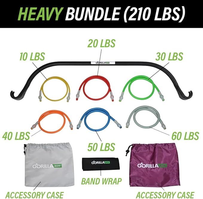 Lite Gorilla Bow Portable Home Gym Resistance Bands and Bar System for Travel, Fitness, Weightlifting and Exercise Kit, Full Body Workout Equipment Set-GravixFit