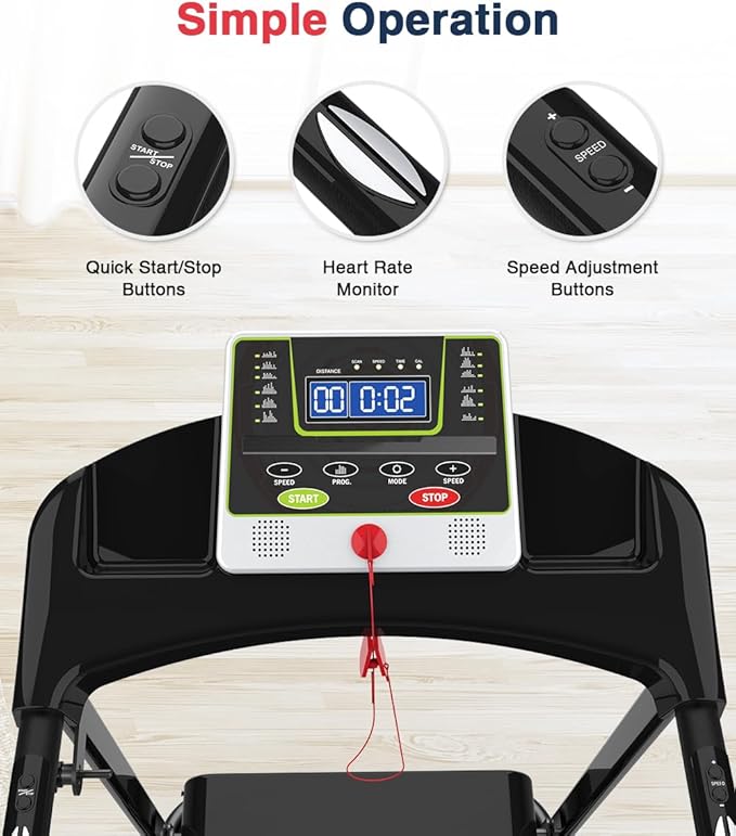 Redliro Walking Treadmill with Long Handrail for Balance, Recovery Fitness Exercise Machine Foldable for Home use with Holder for Phone & Cup,LCD Display, 300 lbs Capacity-GravixFit