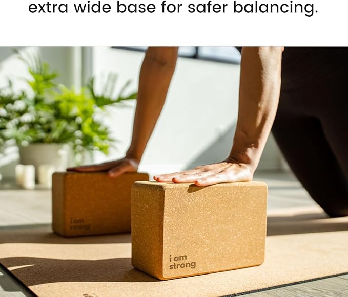 Premium Cork Yoga Blocks - Extra Large Yoga Block 2-Pack or Extra Tall 1-Pack for Inflexible Yogis | Natural, High-Density Cork for Superior Support & Stability | Optional Yoga Strap & Gift Box-GravixFit