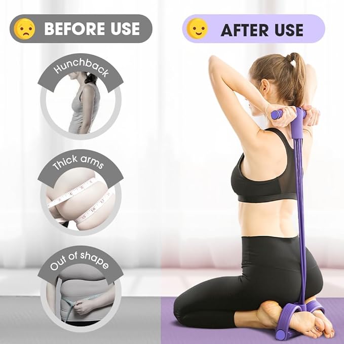 21 Fitness Resistance Bands-6 Tube Pedal Ankle Puller | 2025 Upgrade 6-Level Elastic Exercise Bands with Yoga Pedal | Natural Latex Workout Equipment for Sit Up/ABS/Leg Training (Women & Men)-GravixFit