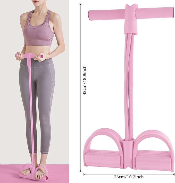 Multi-Function Tension Rope – 4 Tube Resistance Bands with Handles – Sit Up Exercise Equipment Home Gym Tummy Trainer for Men Women-GravixFit