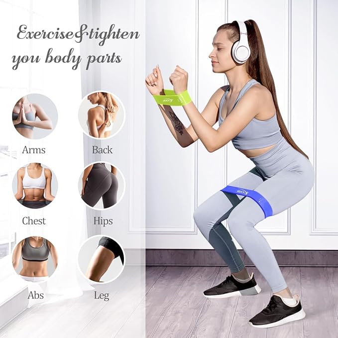 VEICK Resistance Loop Exercise Bands, Elastic Workout Bands for Men Women, Set of 5 Different Resistance Levels Stretch Band for Home Fitness Stretching Strength Training Physical Therap-GravixFit