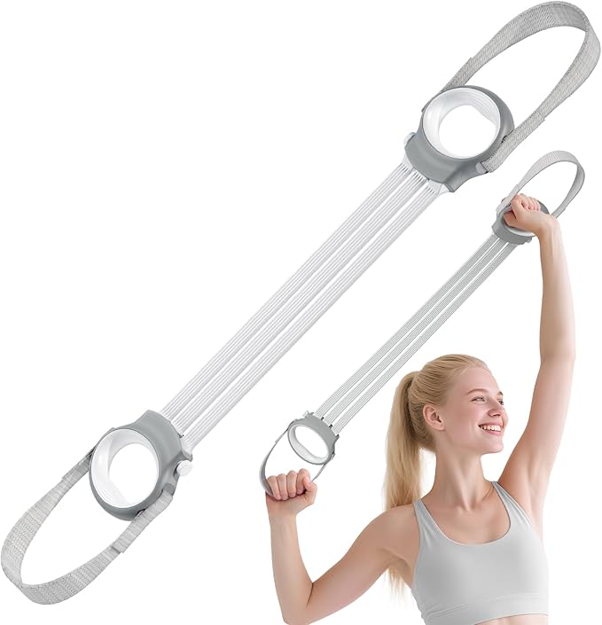 Figure 8 Fitness Resistance Bands with Handles, 20-60lb Adjustable Elastic Excercise Band, Non-Slip Fabric Silicone Bands for Strength Stretch Flexibility Training Arms Back Shoulder Chest Legs-GravixFit