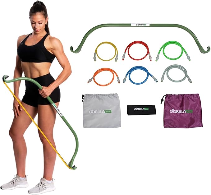 Lite Gorilla Bow Portable Home Gym Resistance Bands and Bar System for Travel, Fitness, Weightlifting and Exercise Kit, Full Body Workout Equipment Set-GravixFit