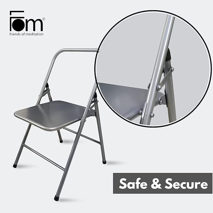 California Wellness Backless Yoga Chair with Yoga Book | Portable Folding Chair | Iyengar Yoga Chair | Flexibility & Strength Training Tool | Yoga Chairs for Adults | Supports Balance Handstand-GravixFit