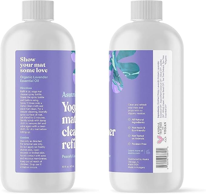 ASUTRA Yoga Mat Cleaner Spray Refill (Peaceful Lavender), 16 fl oz - Organic Essential Oils, No Slippery Residue, Deep-Cleansing for Fitness Gear & Gym Equipment-GravixFit